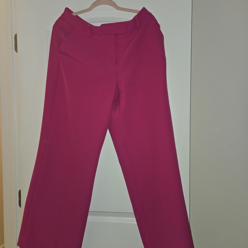 Neon Berry. Express Fuchsia Wide-Leg Trousers - Picture 2 of 5